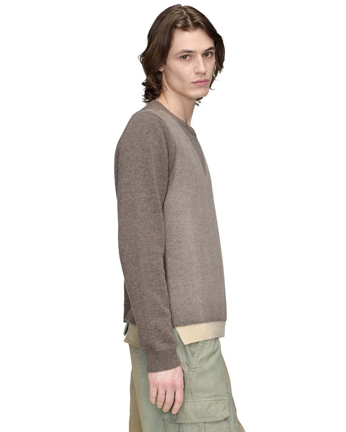 Fused Wool Knit Sweater Mud/Ecru