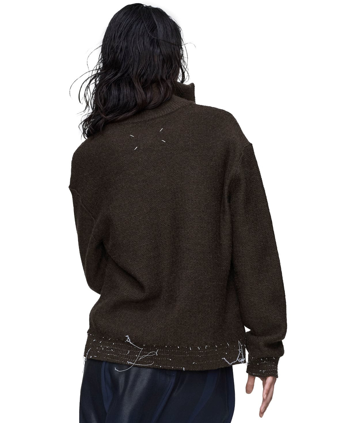 Reworked Half-Zip Sweater Brown
