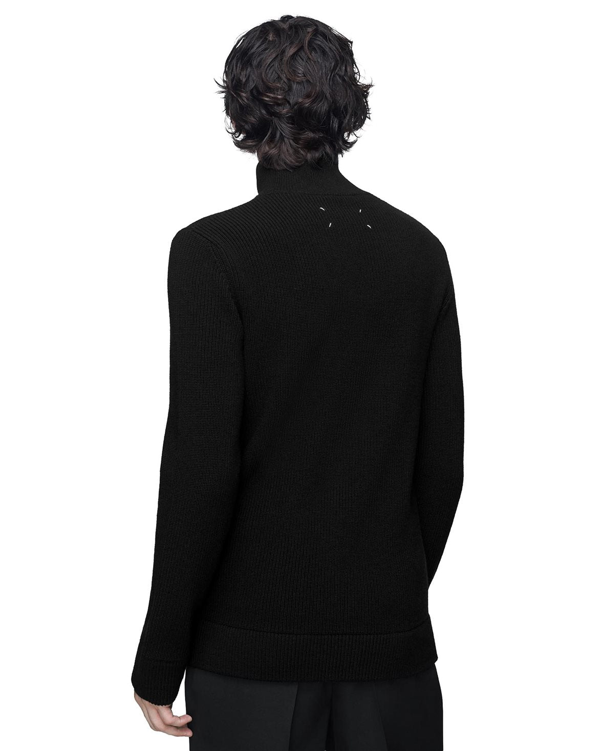 Wool Zip-Up Cardigan Black