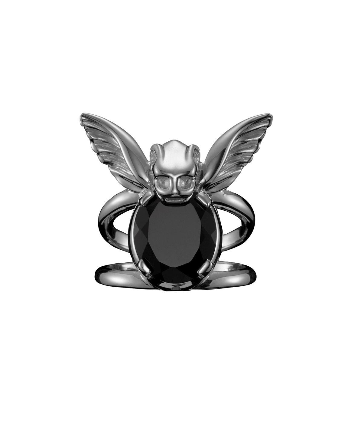 Gargoyle Ring Black Spinel Silver