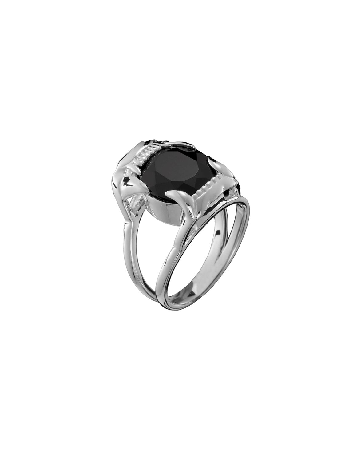 Jaw Stone Ring Black Spinel Silver