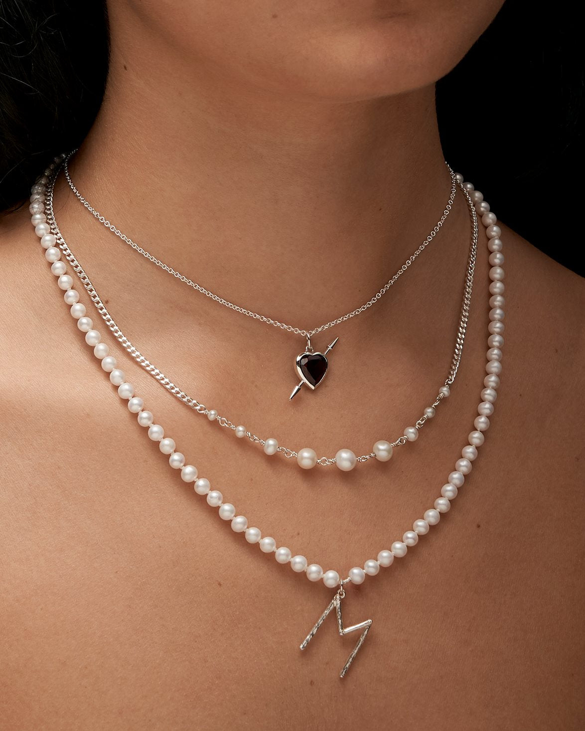 Rebel Love Necklace Red Garnet Silver
