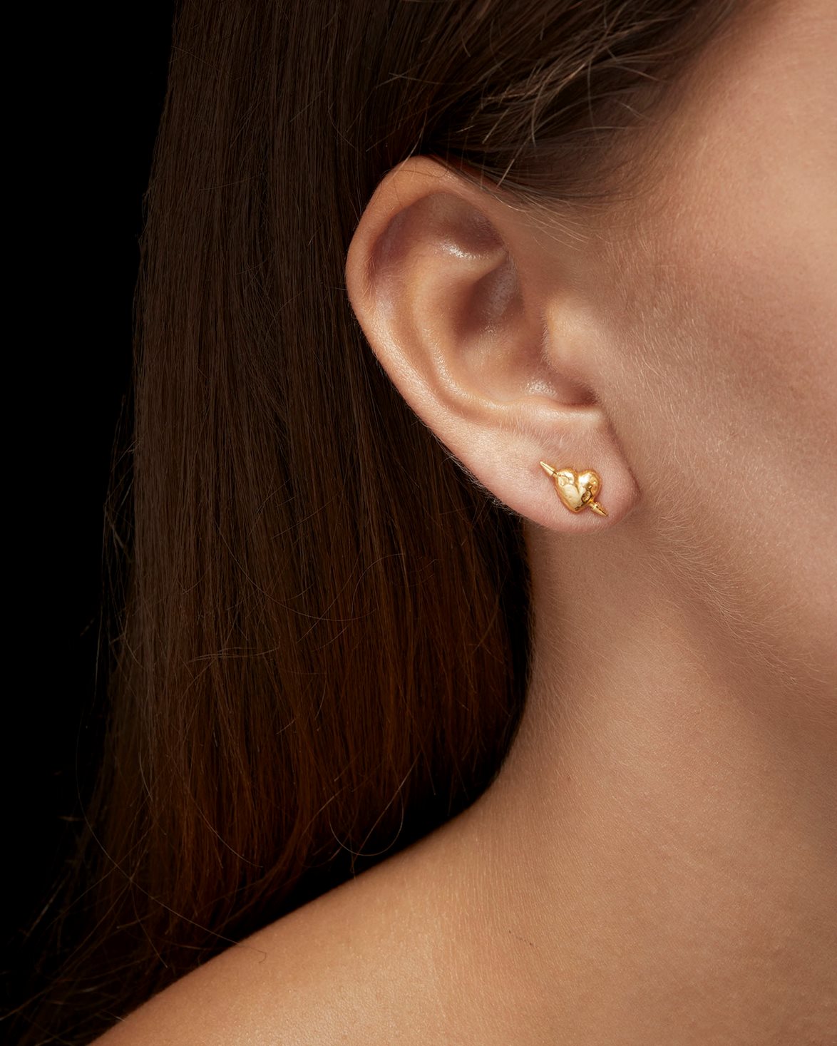 Tiny Tuvstarr's Heart Ear Stud Gold