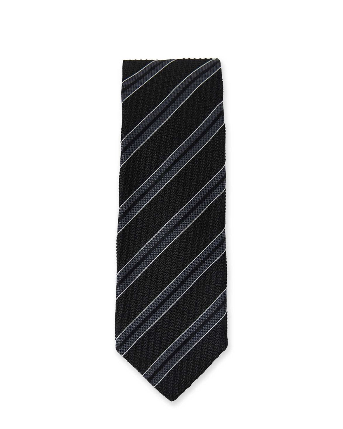 Banquet Tie Dark Grey Retro Stripe