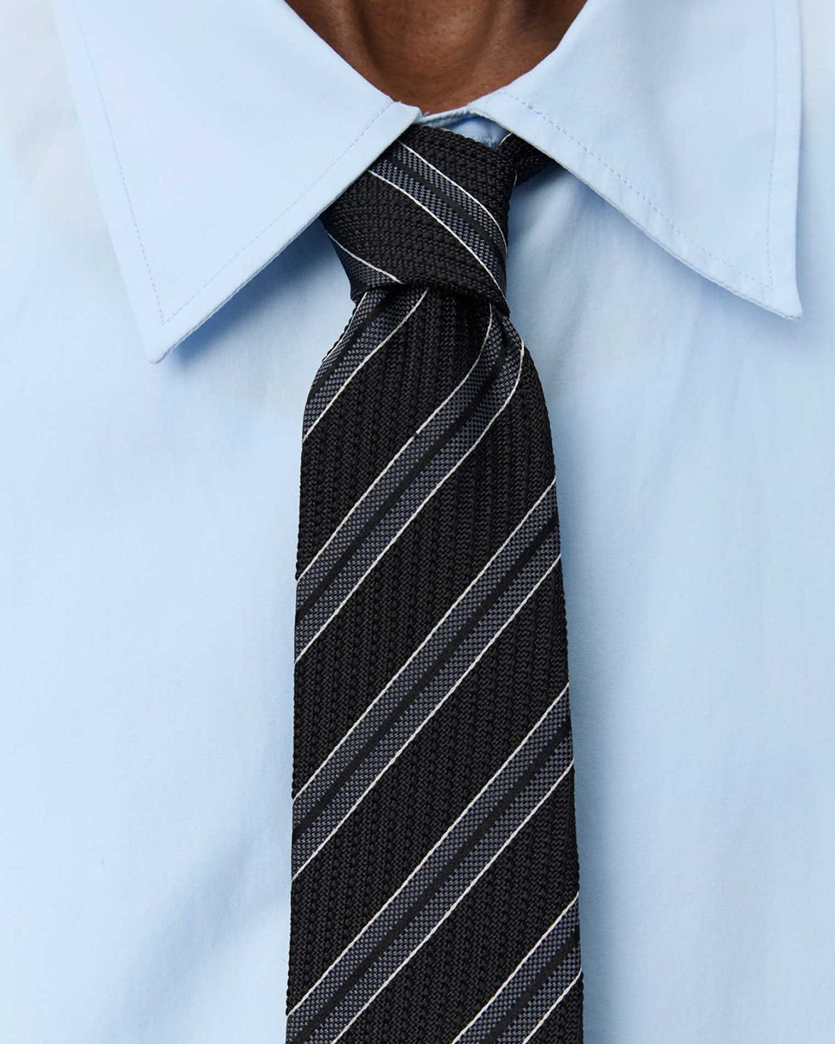 Banquet Tie Dark Grey Retro Stripe