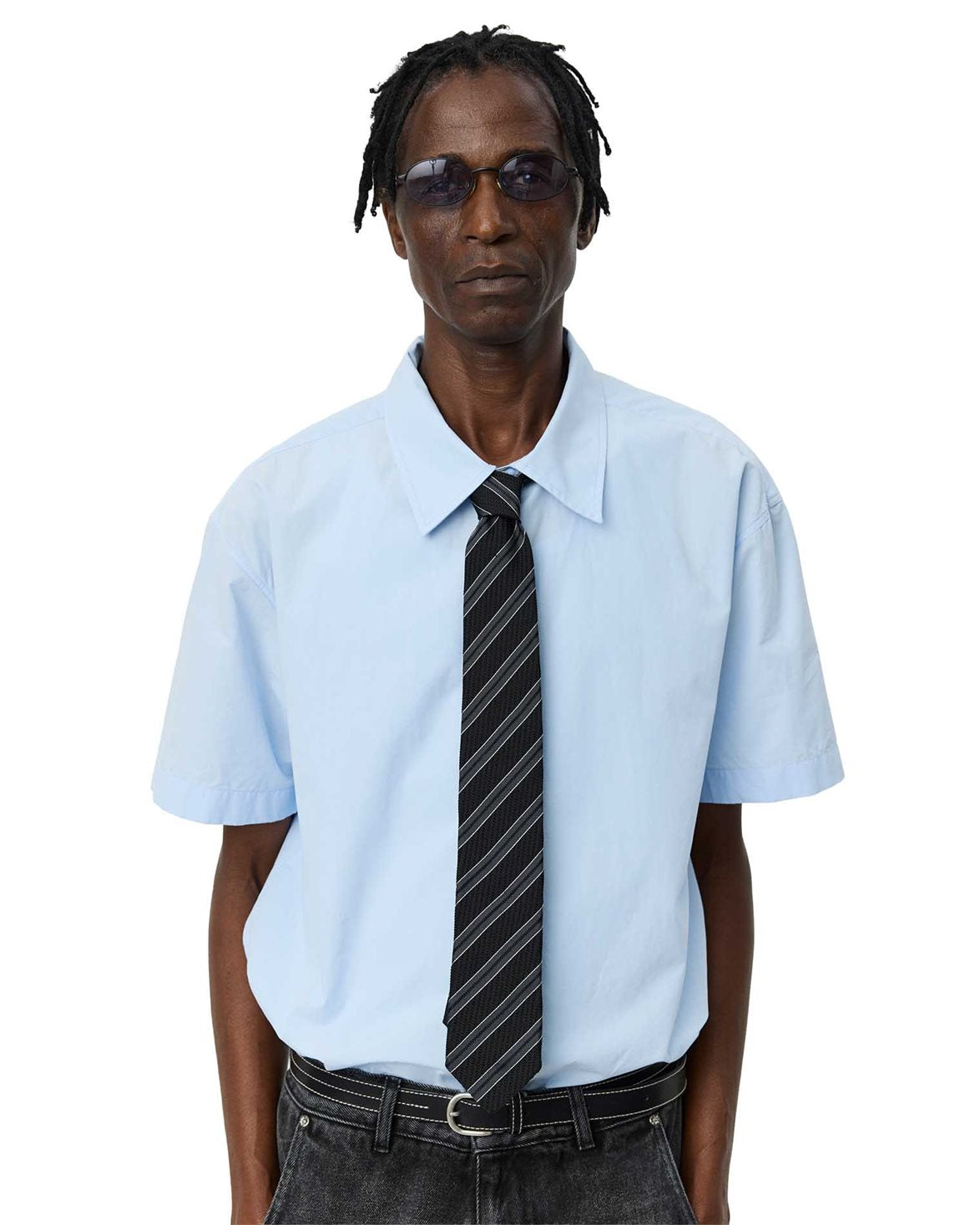 Banquet Tie Dark Grey Retro Stripe