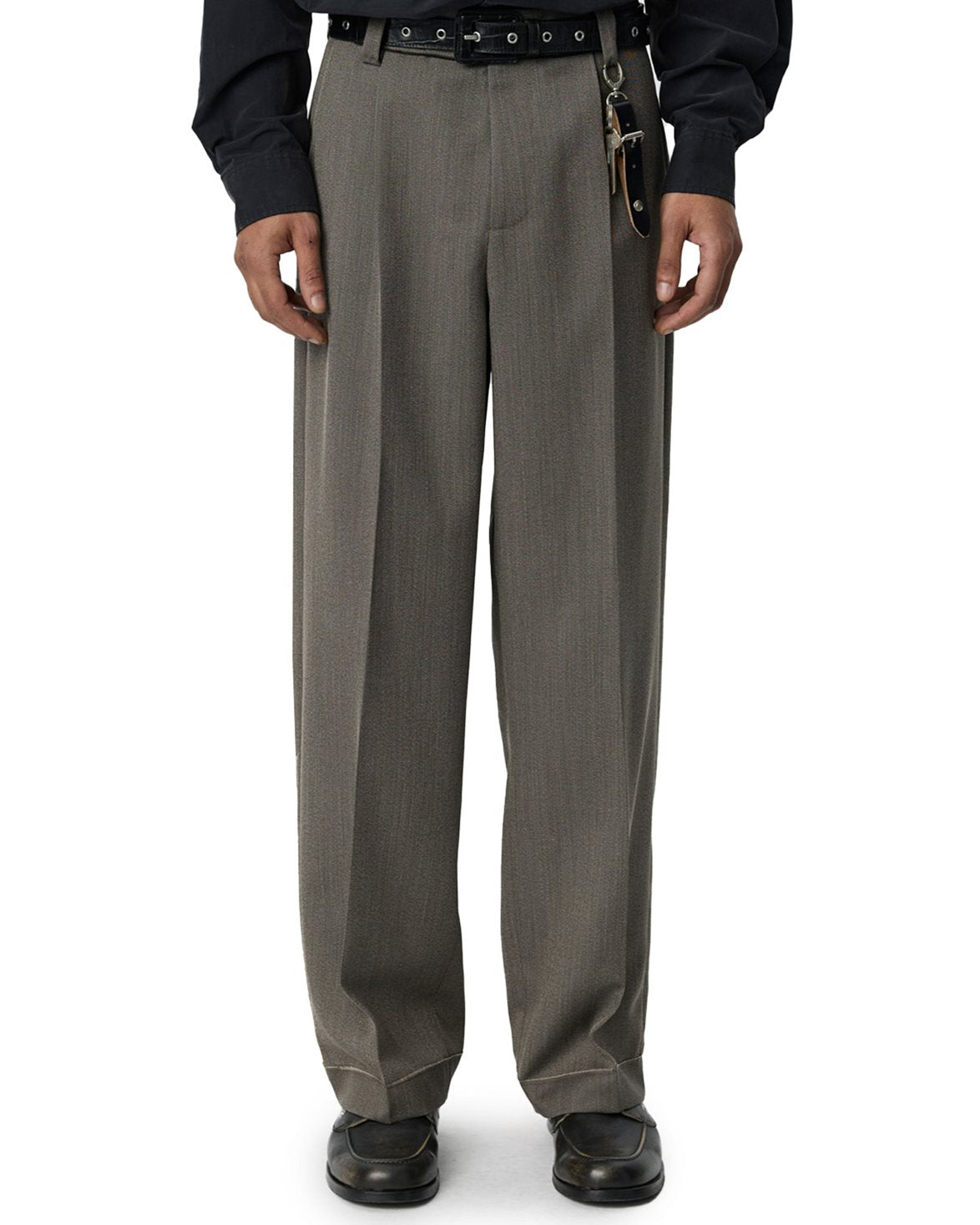 Patch Trousers Taupe Wool Twill