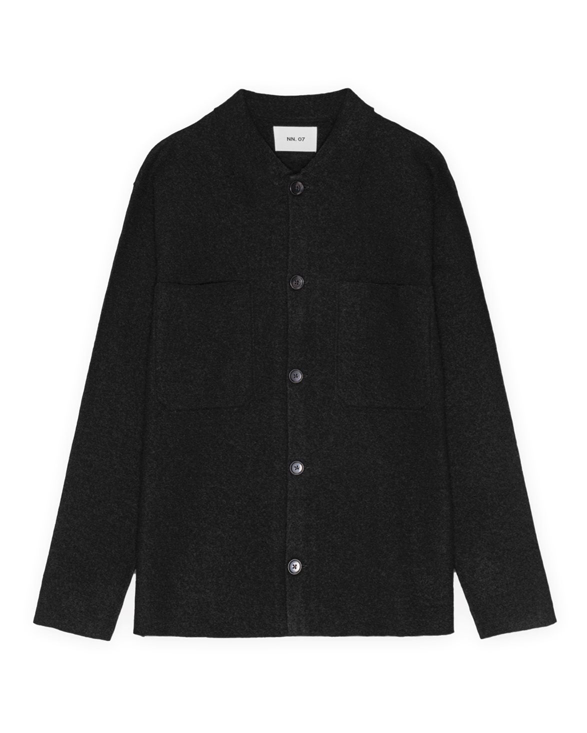 Jonas Boiled Wool Overshirt Black