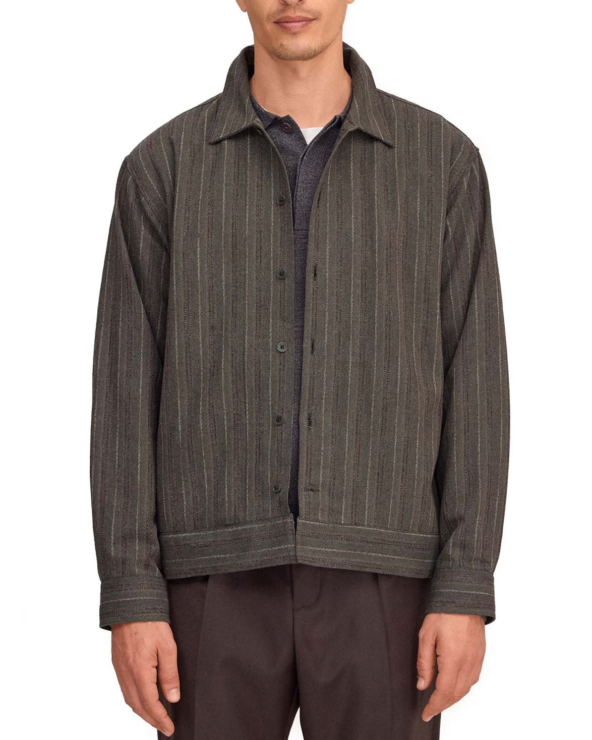 Reed Stripe Overshirt Shadow Moss