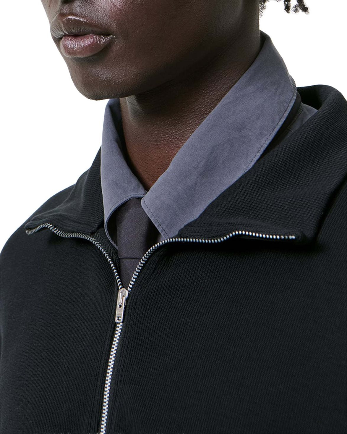 Shrunken Fullzip Black Athletic Rib
