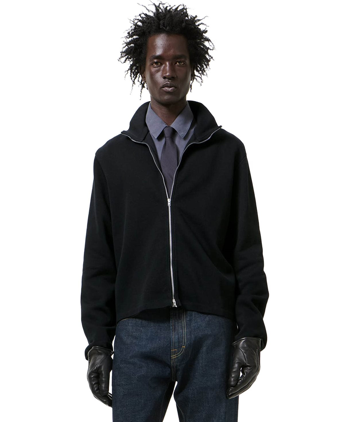 Shrunken Fullzip Black Athletic Rib