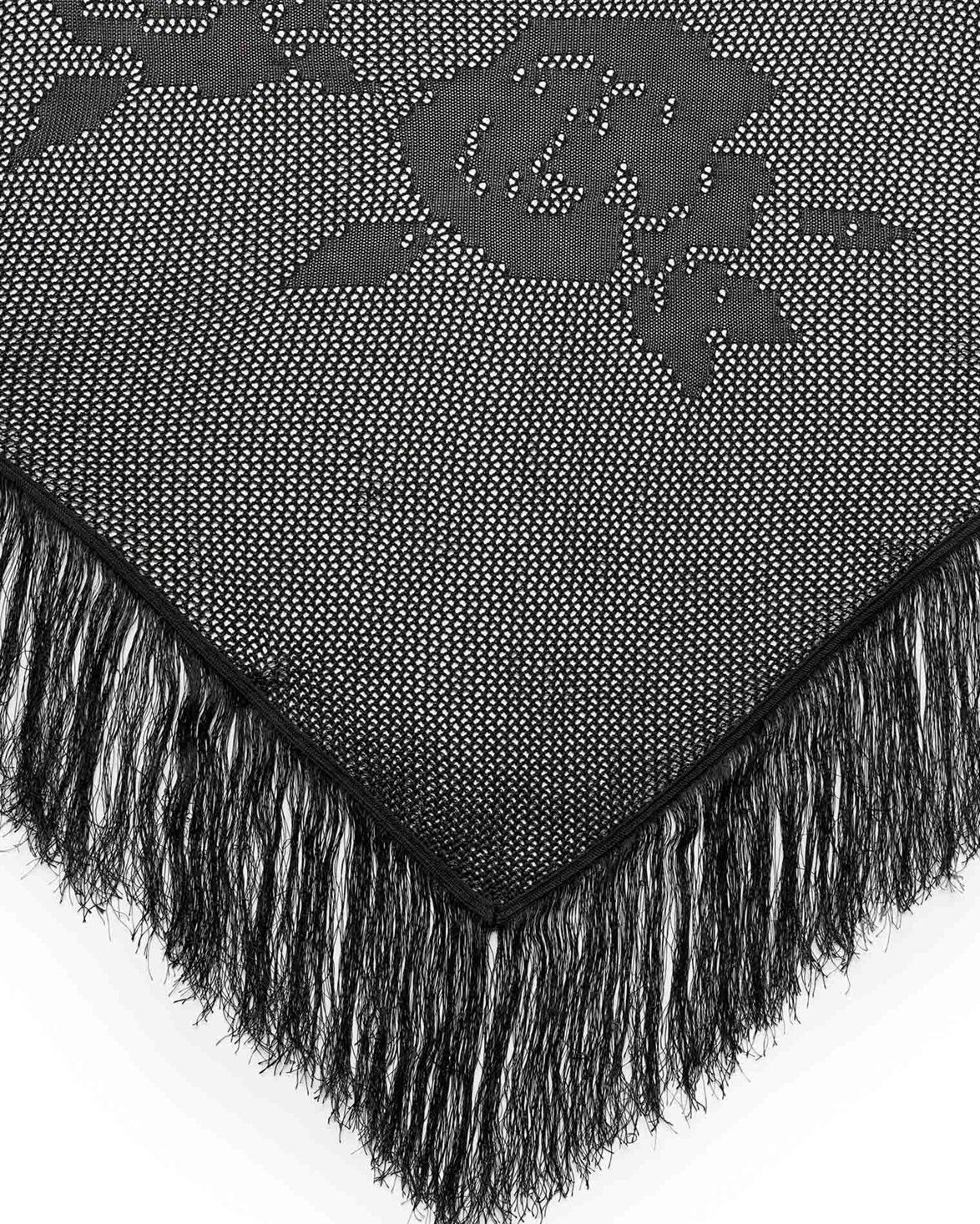 Triangle Fringe Scarf Black Smooth Viscose