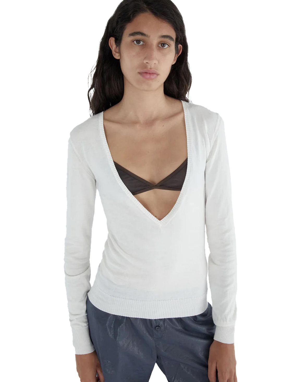 Omina V-Neck Sweater Off White