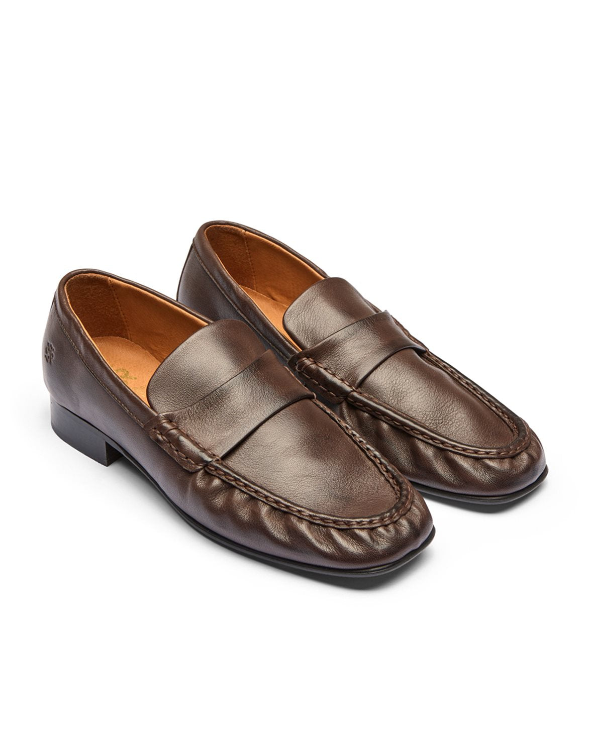 Chantal Crinkled Loafers Brown Leather