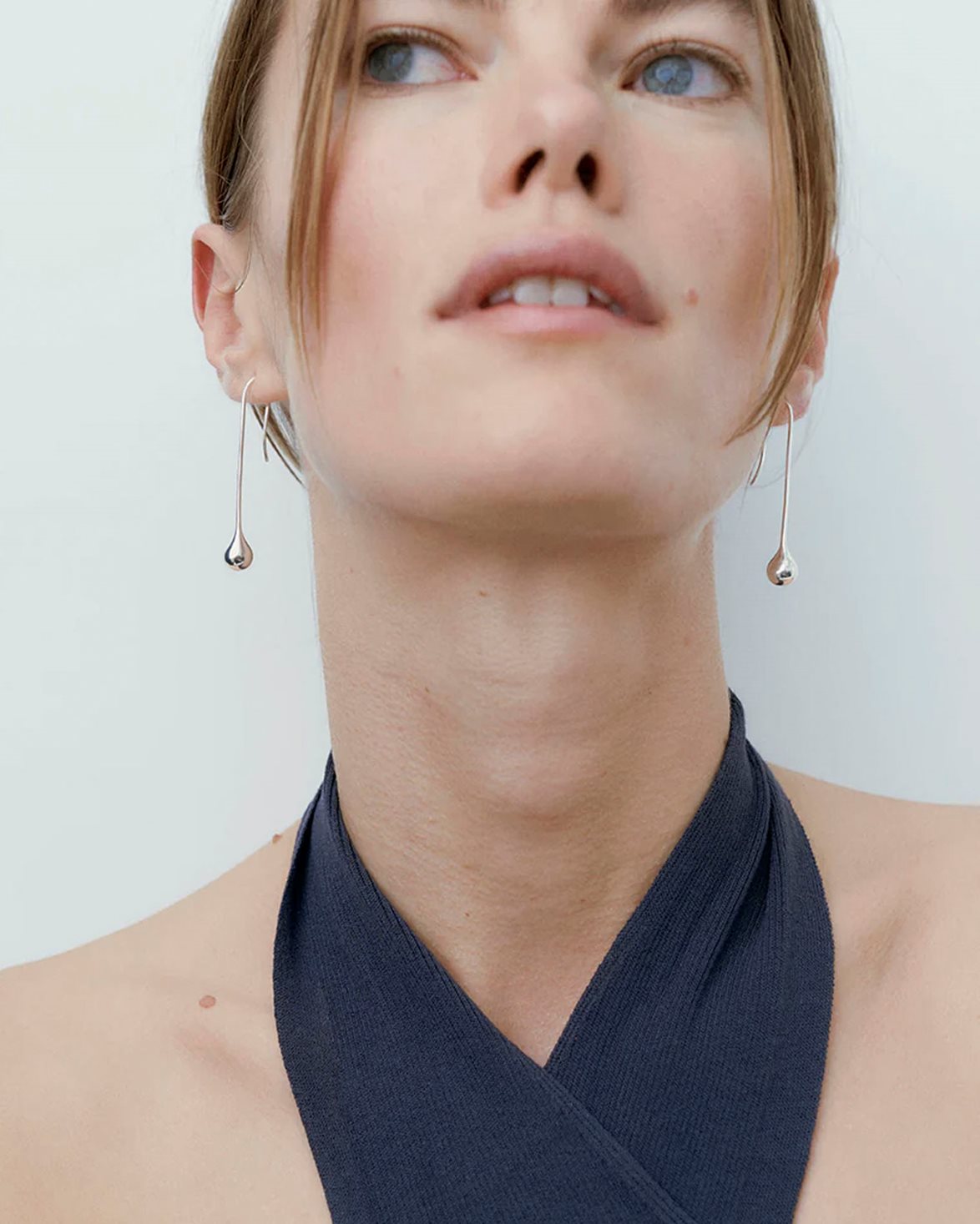 Datura Long Drop Earrings Silver