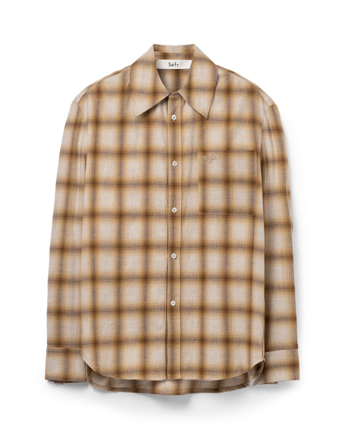 Relaxed Flannel Shirt Beige/Brown Check