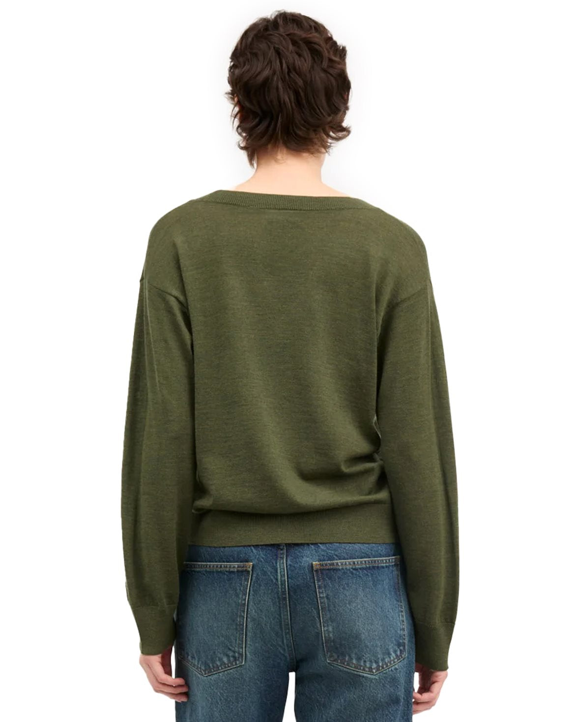 Amethyst V-Neck Jumper Green Mélange