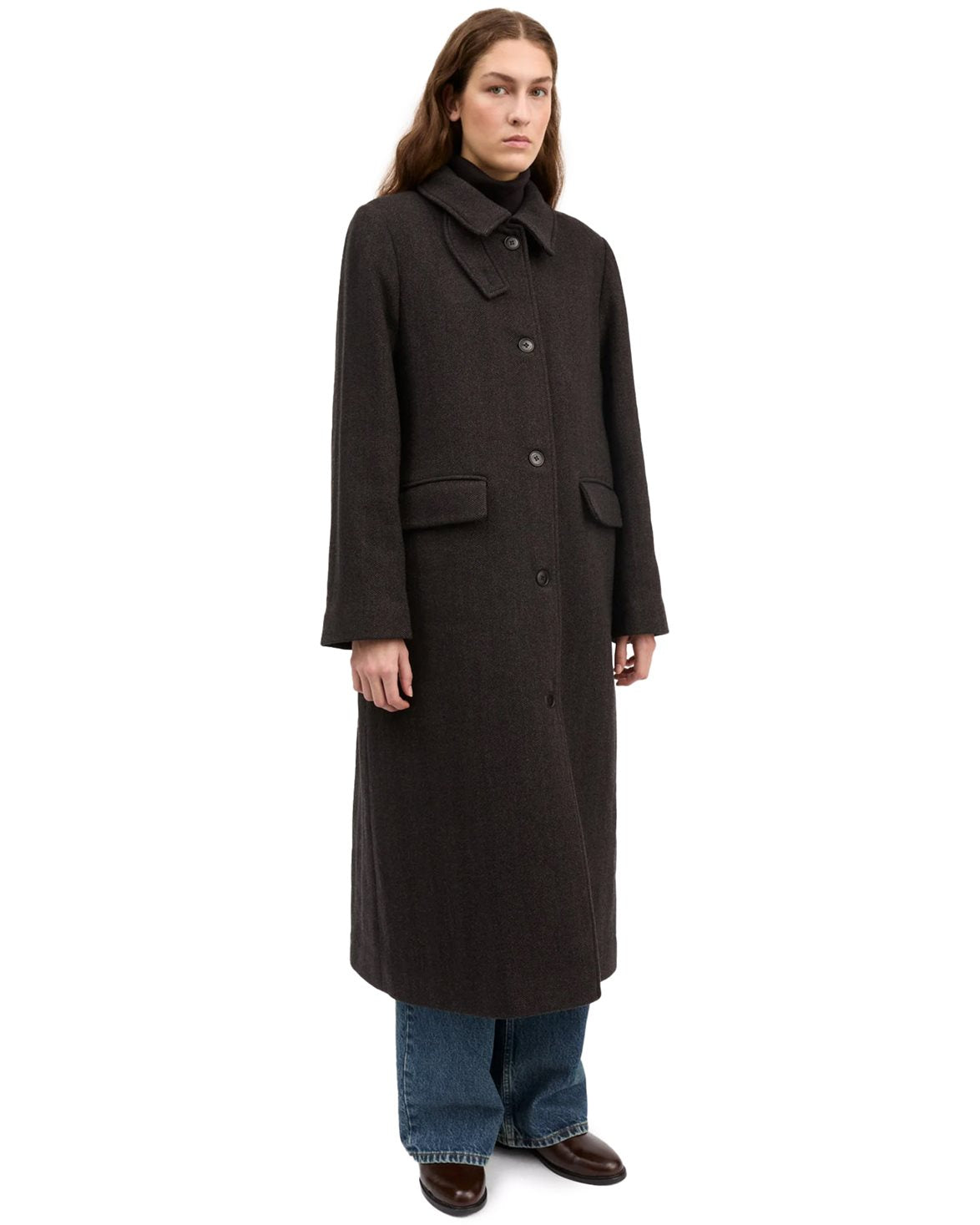 Ernest Coat Brown Herringbone