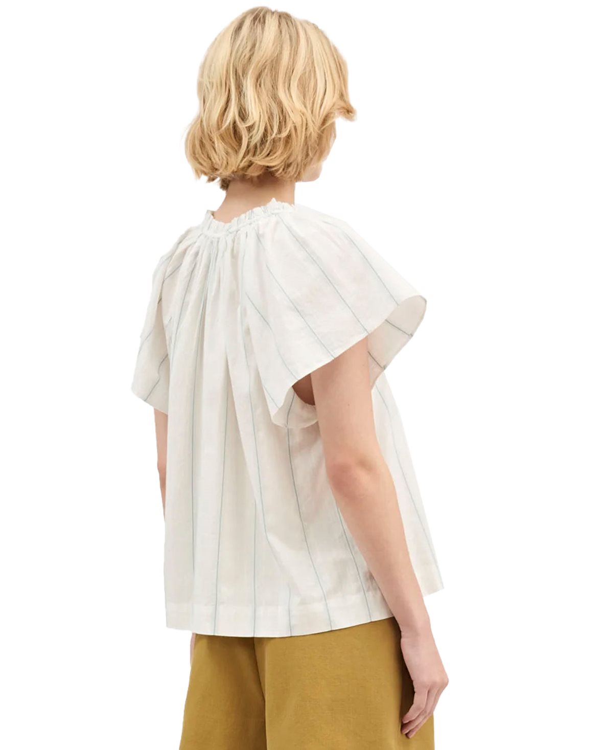 Gabrielle Blouse White/Navy Stripe