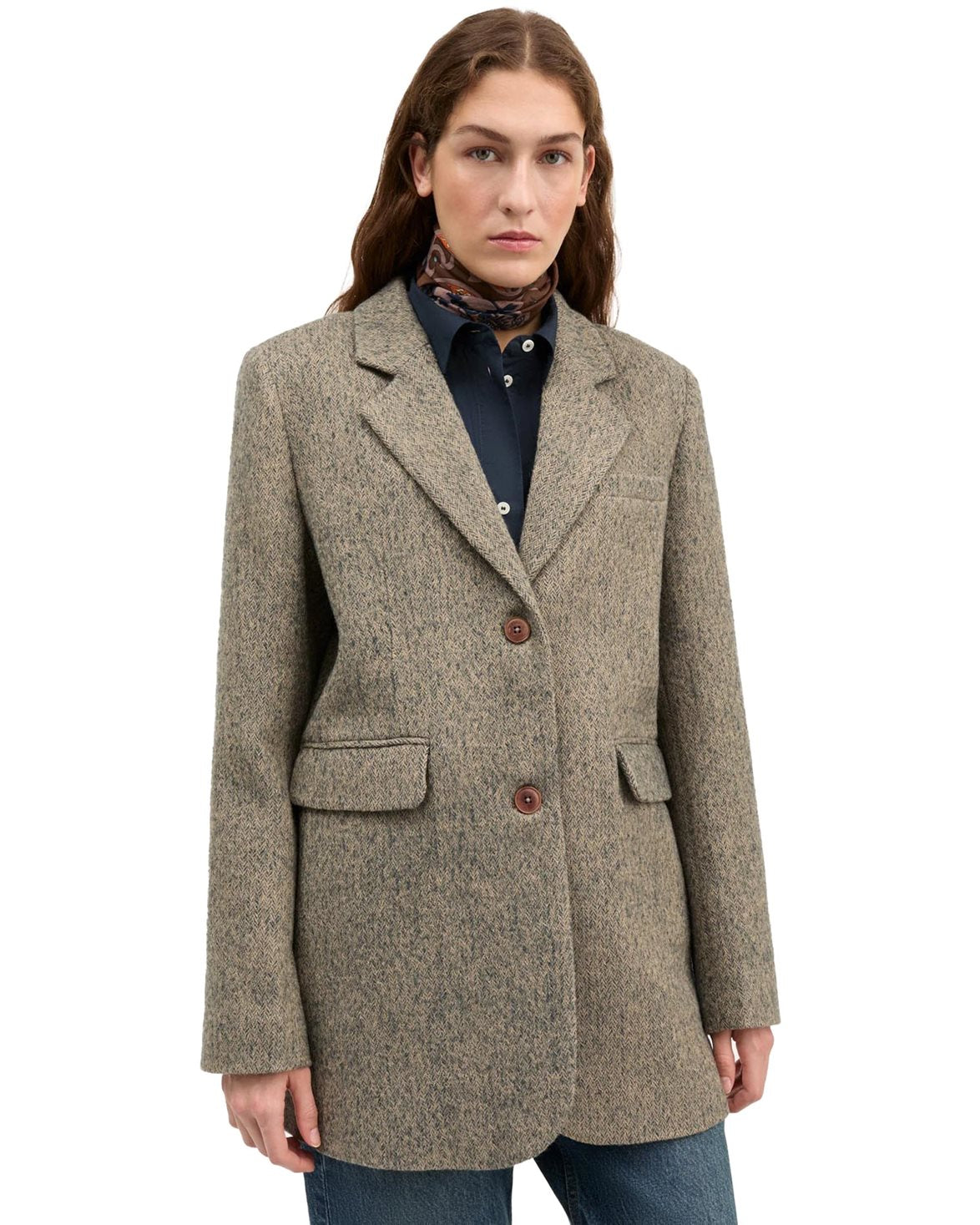 Joan Blazer Brown/Grey Herringbone