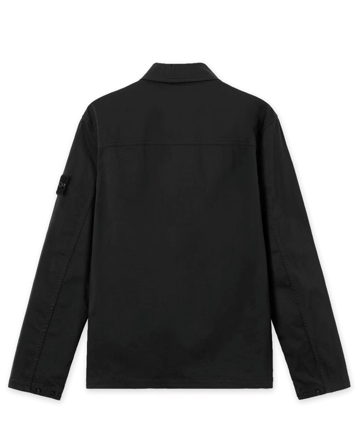 1200010 Cotton Satin Zip Overshirt Black
