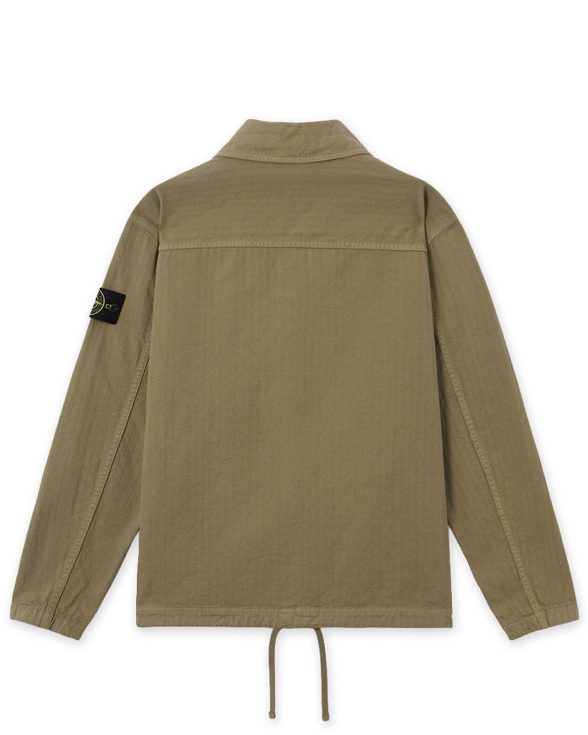 1200014 Cotton Herringbone Zip-Up Overshirt Military Green