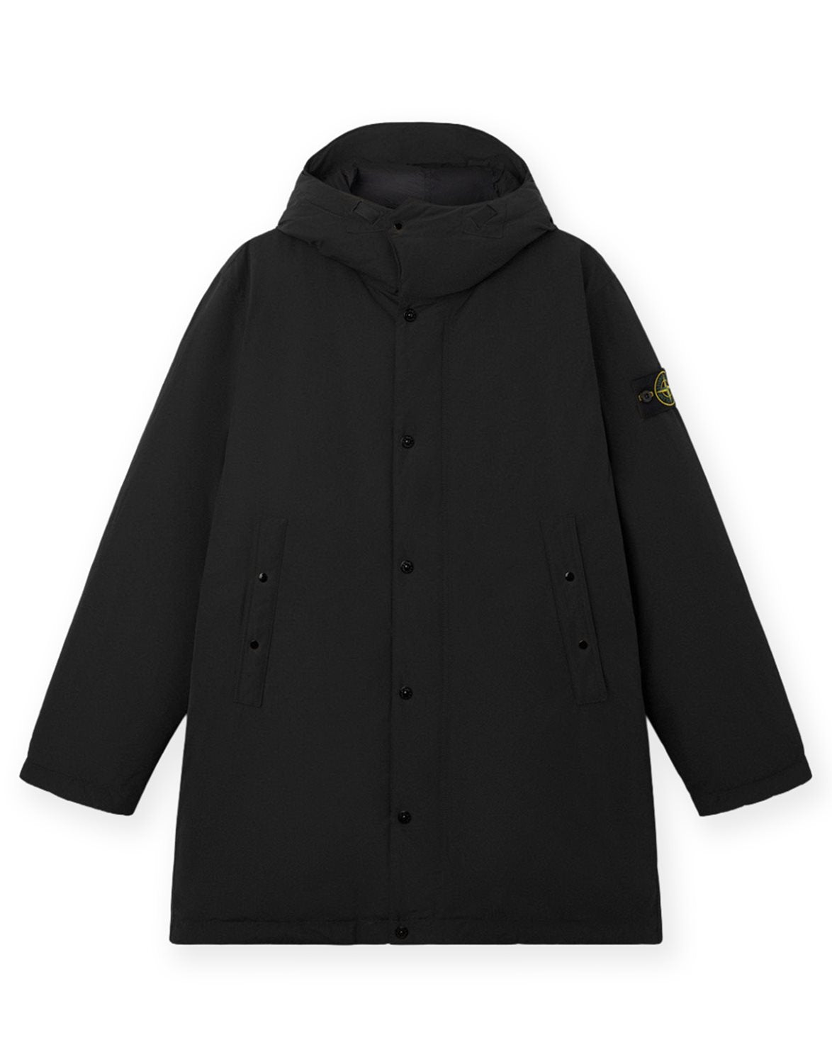 7100006 Hooded Micro Twill Nylon Parka Black