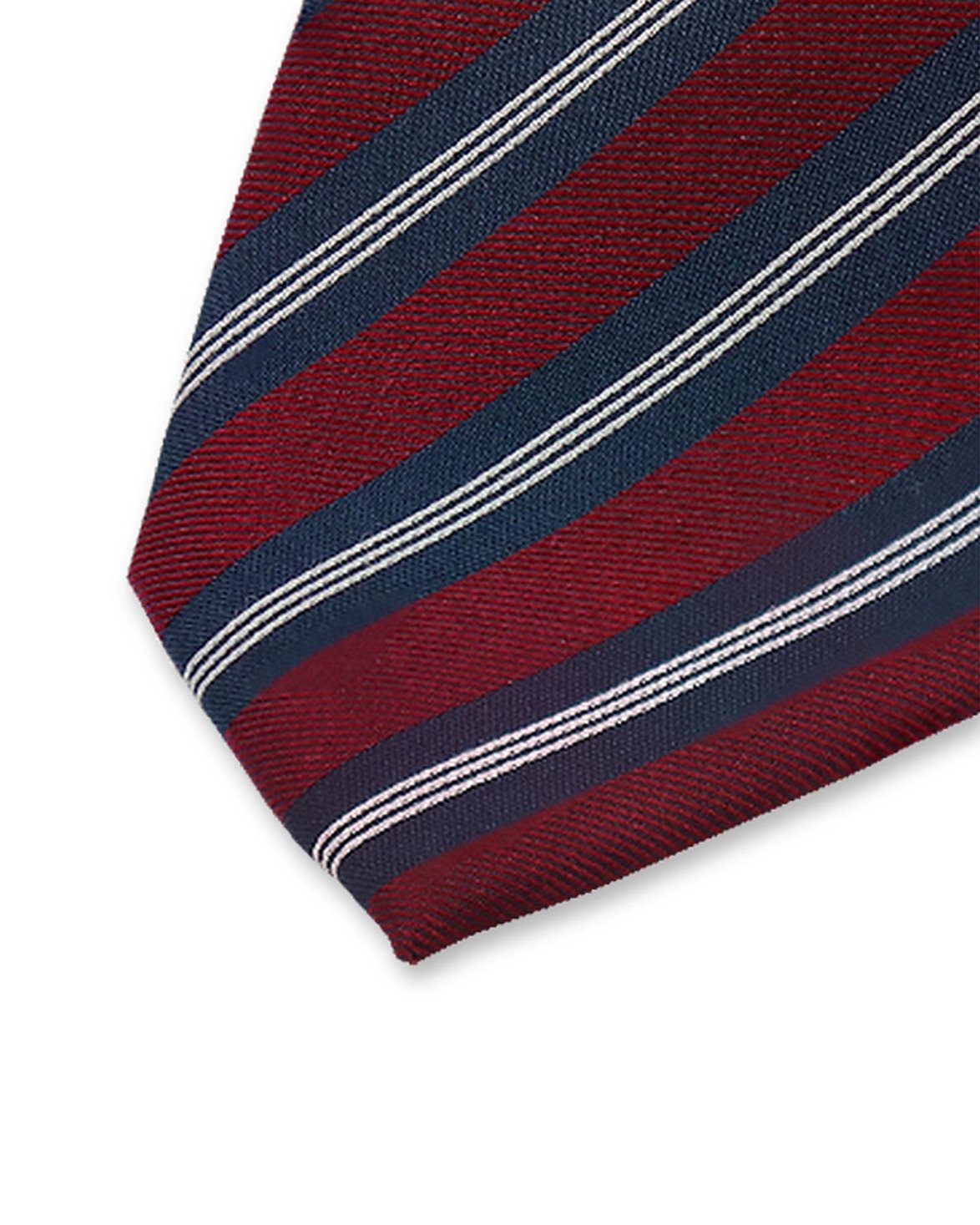 Stripe Silk Tie Burgundy/Navy/White