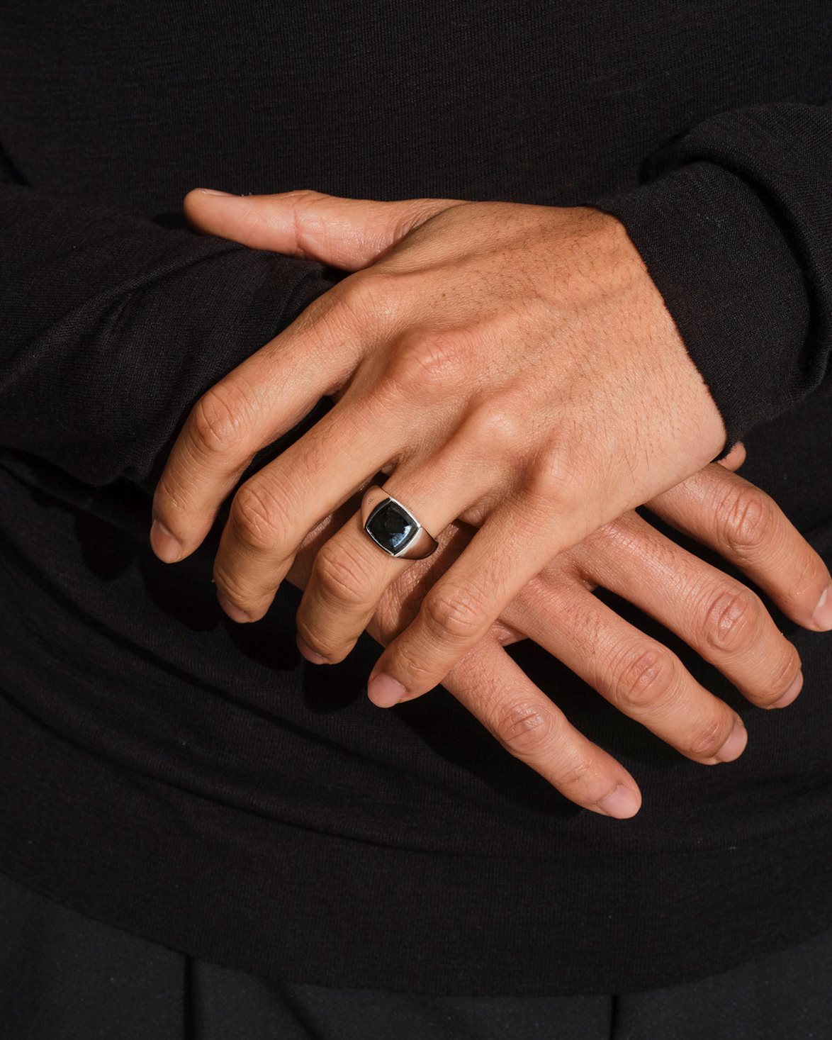 Kay Ring Black Larvikite Silver