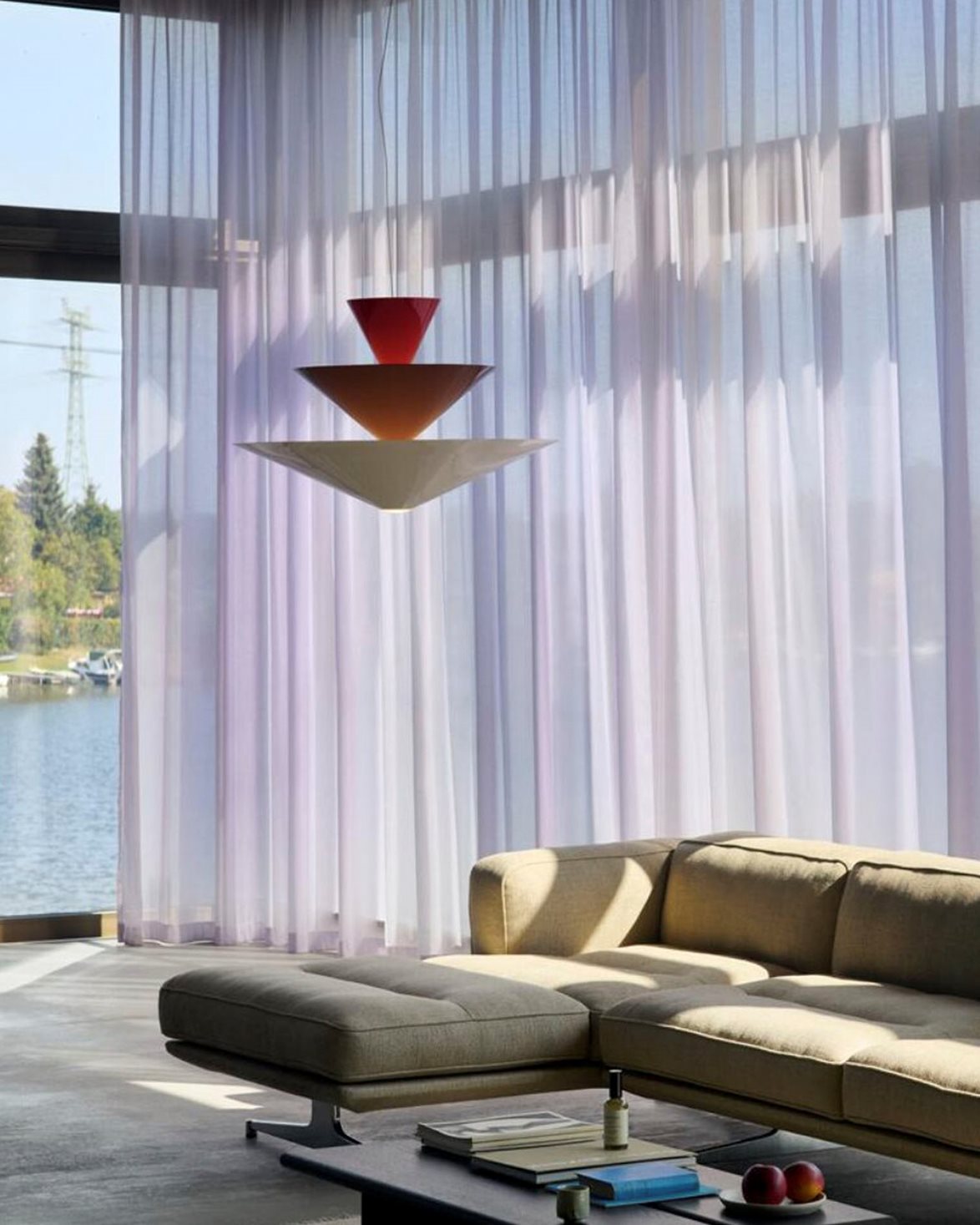 Gio Chandelier Ln15 Ø92 Cm Vermilion Red & Dark Burgundy & Ecru White