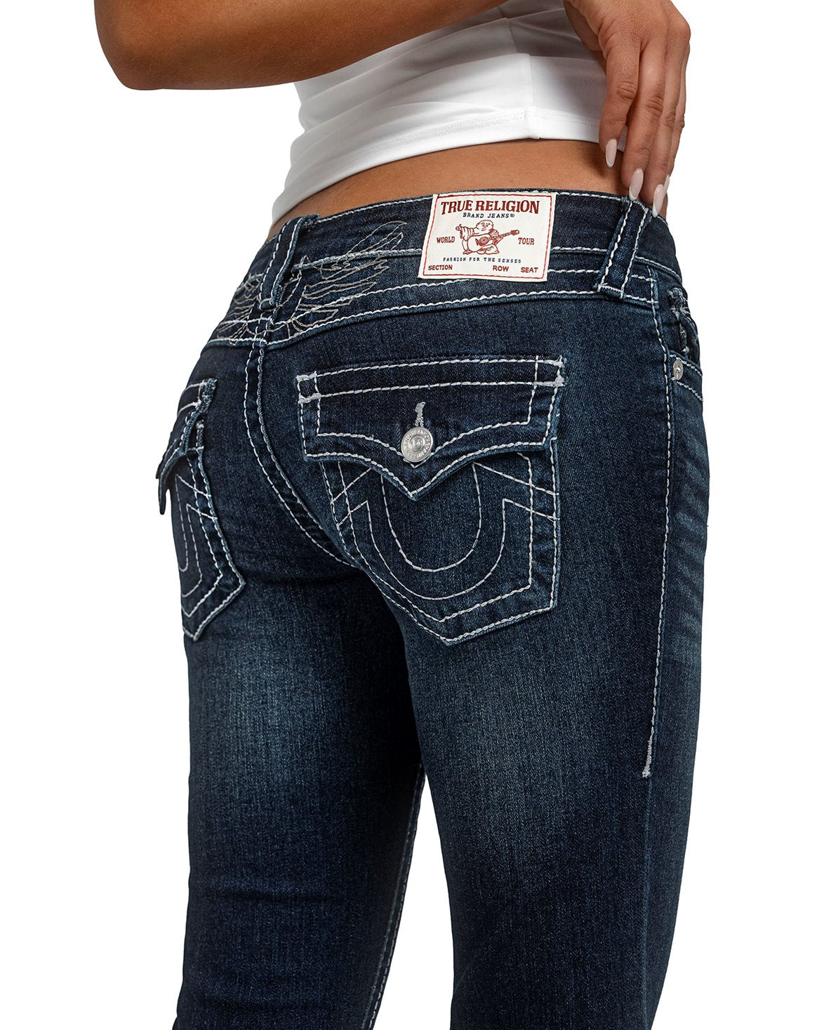 Joey Lr Flare Lurex Big T Flap Jeans Stone Fox