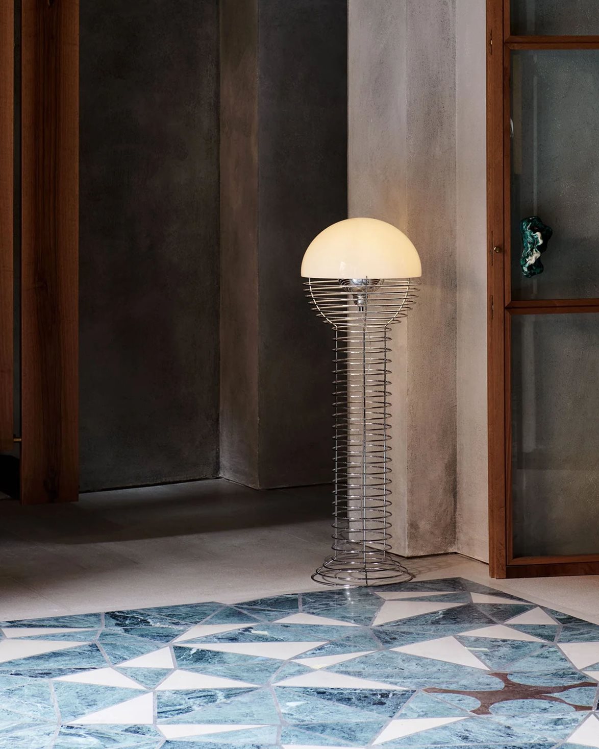 Wire Floor Lamp Chrome/White
