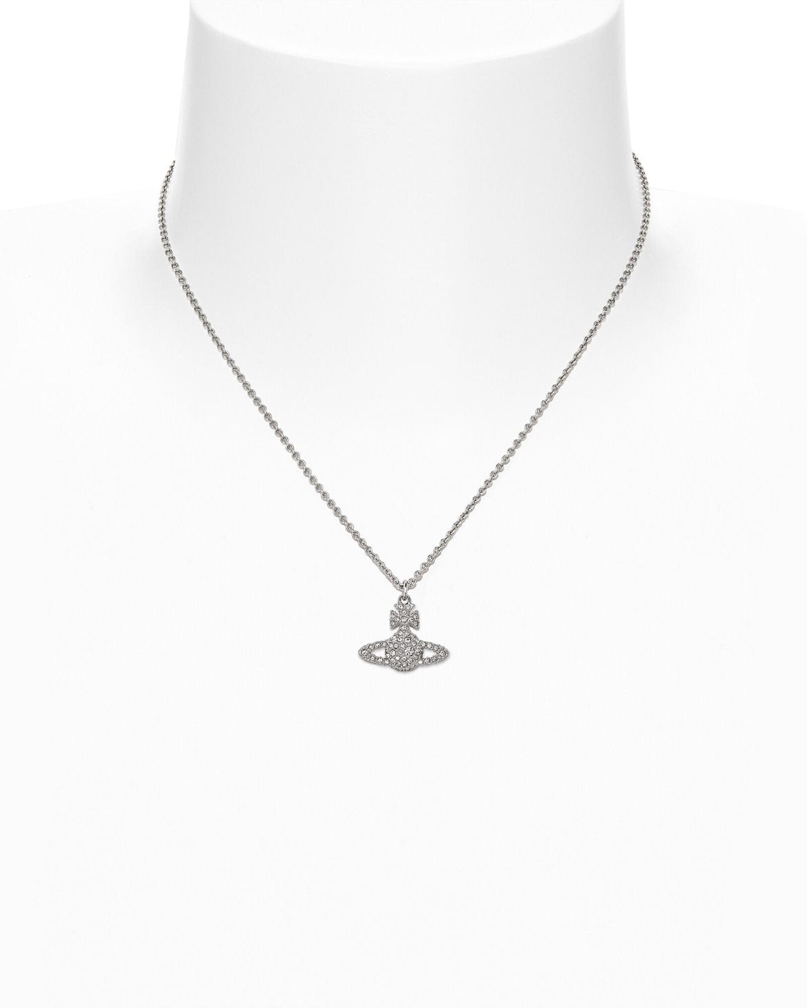 Grace Bas Relief Pendant Necklace Platinum/Crystal