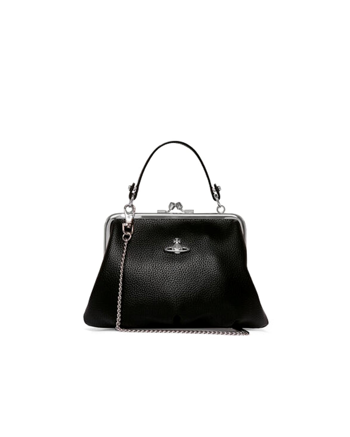 Granny Frame Purse Black Leather